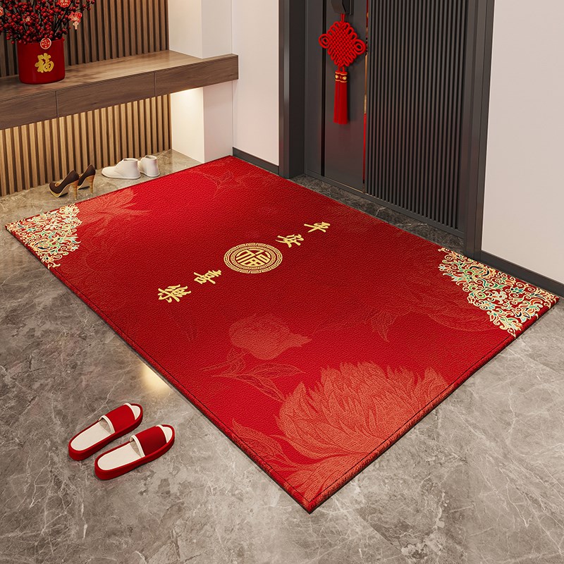 高档入户门地垫室内外进门口喜庆红色地毯别墅家用换鞋区玄关脚垫