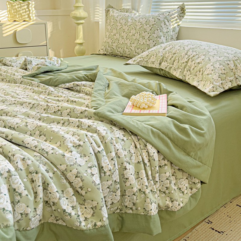 A类双层纱夏凉被四件套夏被单双人夏季空调被非全棉薄被子