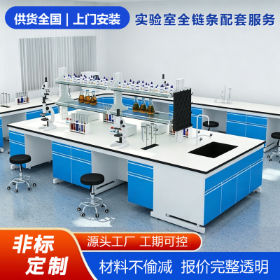 工厂直供实验台试验室工作台理化生实验桌实验室水槽台钢木实验台