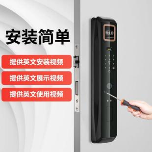 全自动门指纹锁锁家用防盗门入户电可子密码 人脸识别视对K27讲智