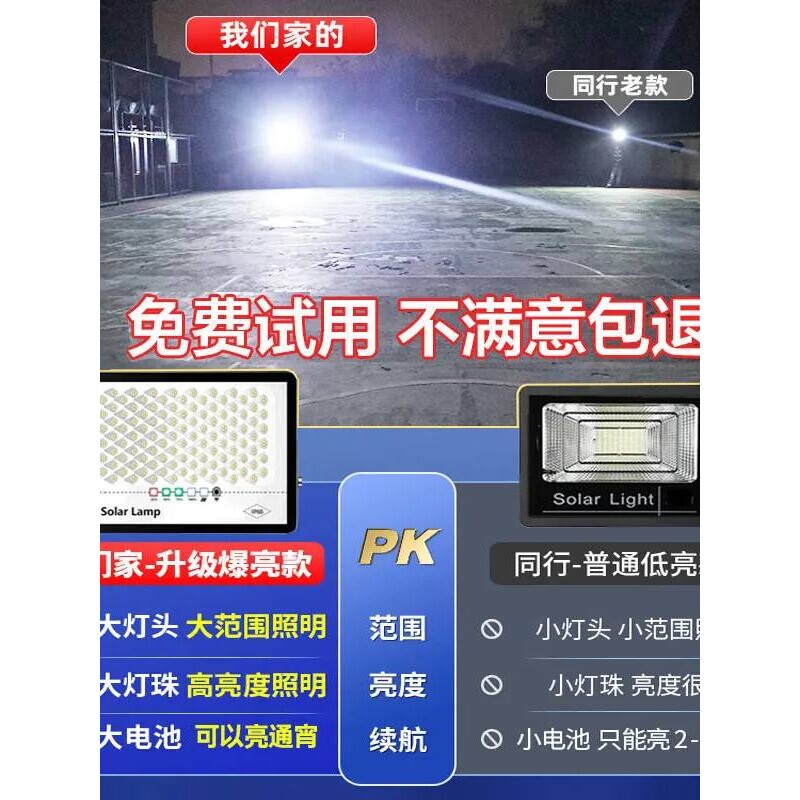太阳能照明灯庭院户外家用农村大门口超亮投光大功率路灯声控式