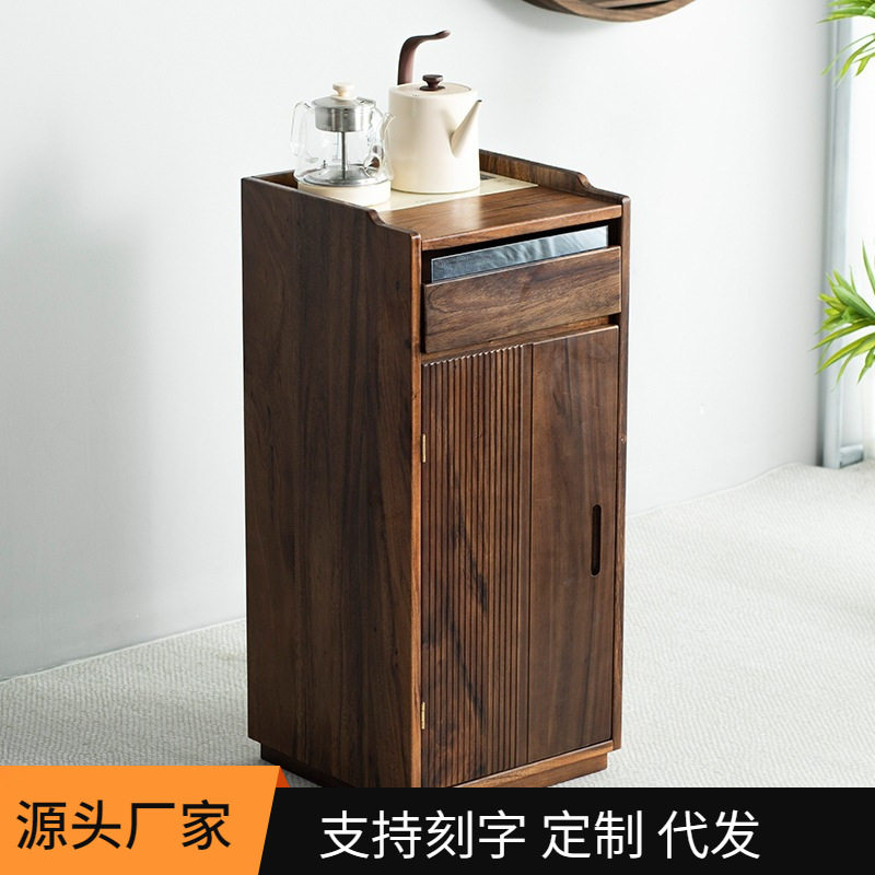 胡桃木立式茶吧机家用客厅茶水柜实木茶台全智能烧水茶水吧台窄柜