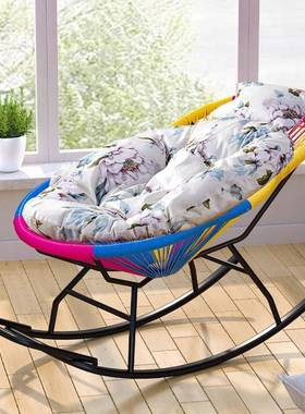 逍家用藤编摇摇椅彩休闲创意MOW午睡椅躺椅大人色阳台遥椅藤藤编