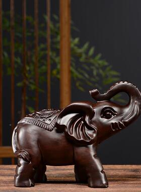 象摆件一大对木雕黑檀木实木木00005雕头小象客厅家居装饰木刻质
