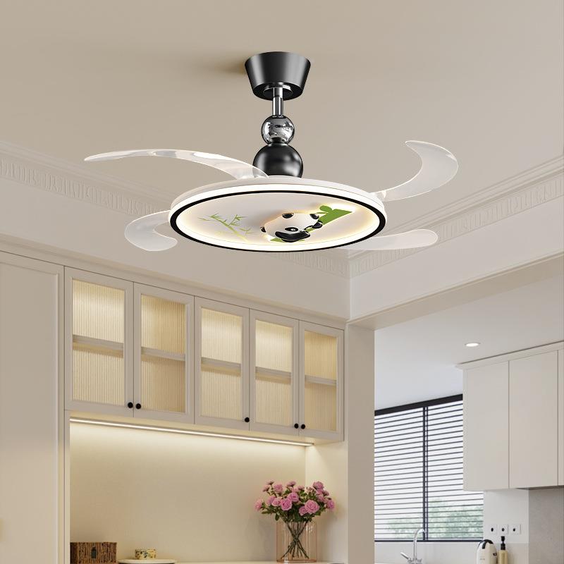 创意新款隐形风灯吊扇灯儿童455led卧室扇电扇顶灯超薄熊吸房猫间