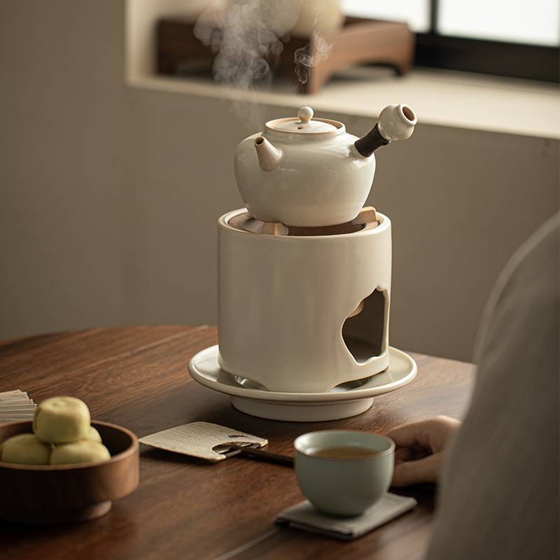 围炉煮茶 苏打釉明火炭烧酒精耐高温提梁侧把烧水泡茶壶取暖 碳炉