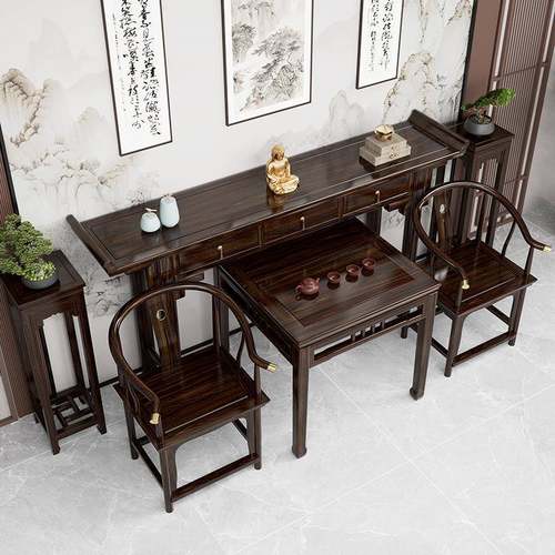 实木中堂F068件套新六中式供桌屋香案家用客厅村堂太师椅农八仙桌