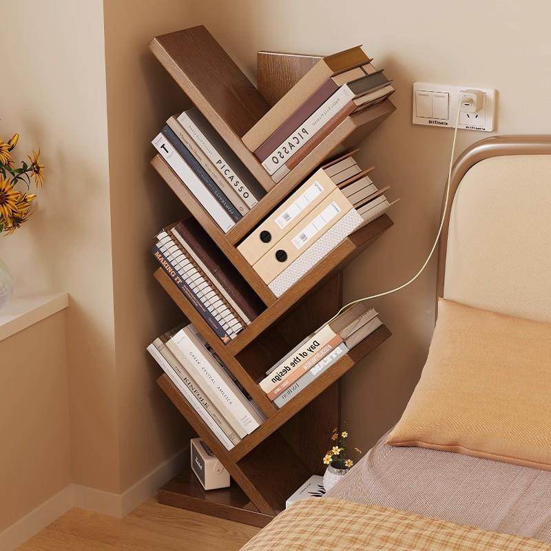 木书架落地置物架家客架厅角落儿童书实柜用简易卧室床边桌面YAYJ