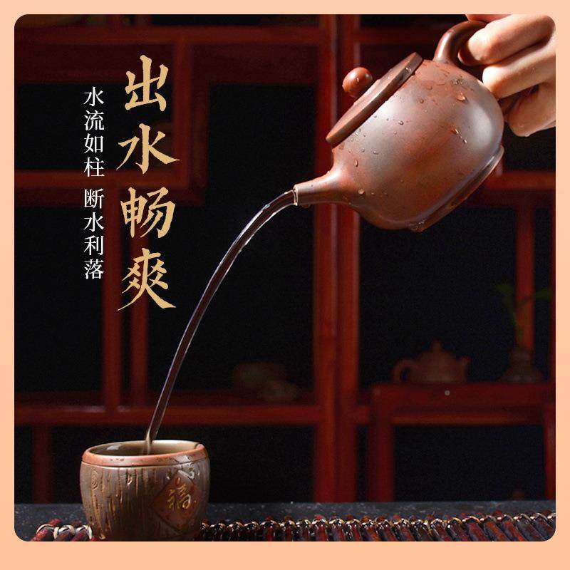 周广西钦州坭兴陶茶壶纯套手茶工具紫砂装壶建水紫陶F75SM7MH泡茶