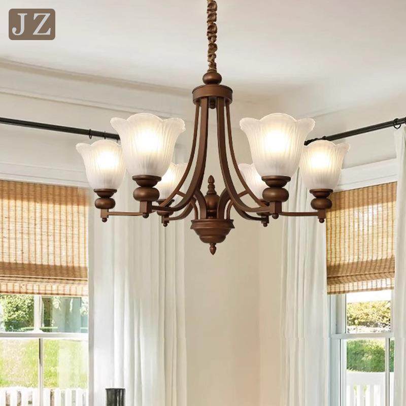 美式复具古厅吊餐厅卧室灯中古风简约复古乡客村玻灯璃782主卧灯,家装灯饰光源,智能吊灯,淘宝优惠券,粉丝福利购,淘宝优惠卷