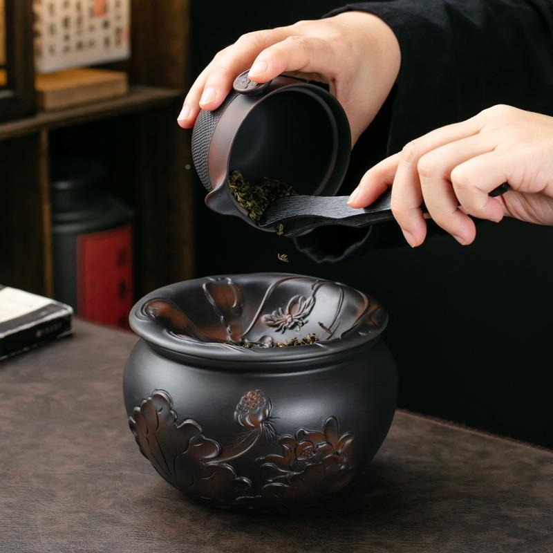 紫陶复VIL水盂茶洗建茶渣分离水古废水缸家用大号粗陶茶过滤茶水