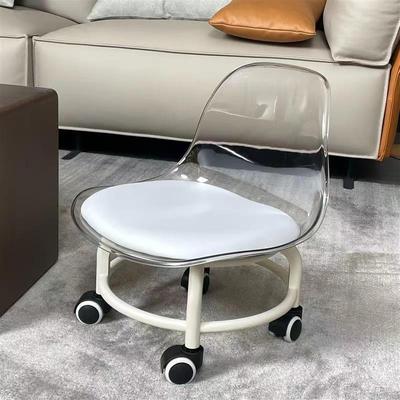 凳亚克力滑音轮矮凳子向轮软静透明小椅子靠背家用带561娃万网红