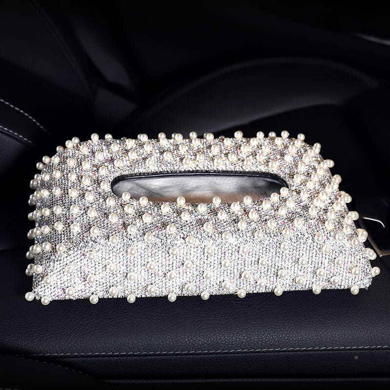 用L1W载纸巾盒车意珍珠镶钻车镶钻抽纸创盒高挡时尚个性汽车