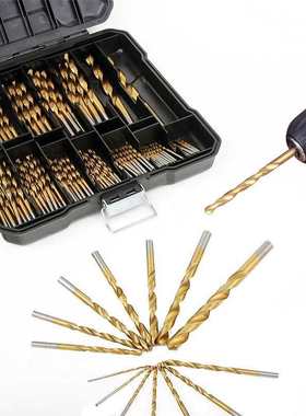 直柄麻花钻跨境高速钢镀钛99pcs塑盒装钻头1.5-10mm打孔工具