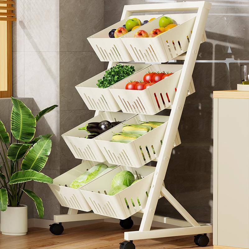 小推车厨房置物物架置层水果蔬菜大容量收纳架带框置物多架厨收纳