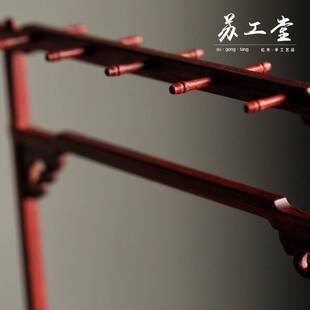 小叶紫檀螭龙纹笔挂 中式实木雕刻毛笔架书房文房四宝摆件工艺品