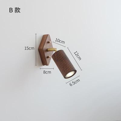 壁灯黑胡自桃木软管灯卧912阅室读灯带开调节极简装关饰床头复古