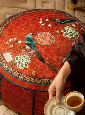 SC红喜庆垫地上客厅坐色墩阳台榻榻米懒人坐沙蒲发团坐垫锦绣VFE