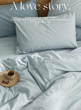 40支简棉约纯棉全棉学四件套水洗床单被套DHD床生宿舍三件套上用