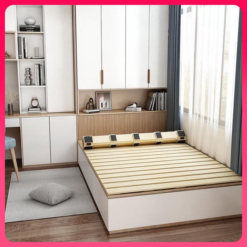 板G厚3YN地铺床架排骨架无床头榻榻米轻奢现床代地台床实360木加