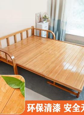 竹床叠FZJ发床两用多功能家用双人简易推拉床沙单人午午睡休折硬