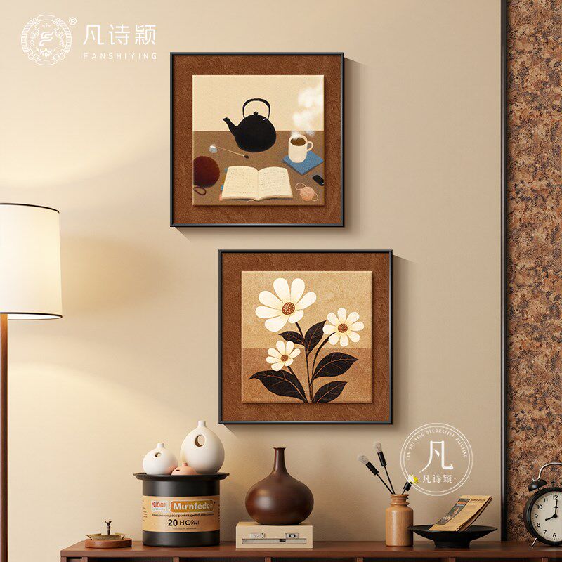 小众艺术餐厅装饰画意式简约咖啡店背景墙布置壁画氛围感客厅挂画