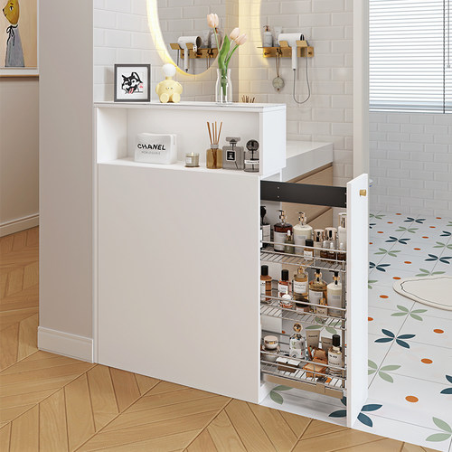 浴室边柜c边柜拉篮半墙隔断柜化妆室干区隔断乾湿分离洗手台侧边