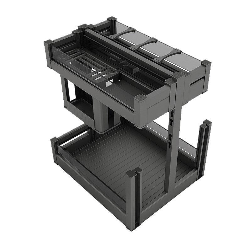 橱柜调味篮拉篮阻尼滑轨抽屉式置物架厨房收纳内置碗架双层碗篮