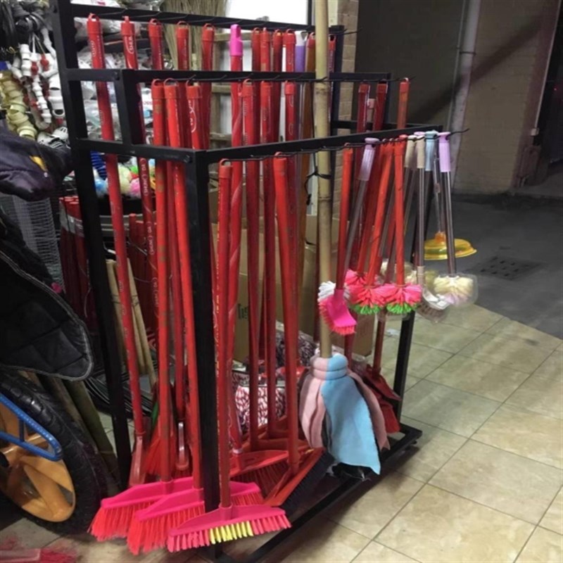 超市挂拖把扫把展示架拖布货架五金店收纳放扫帚移动陈列置物架子