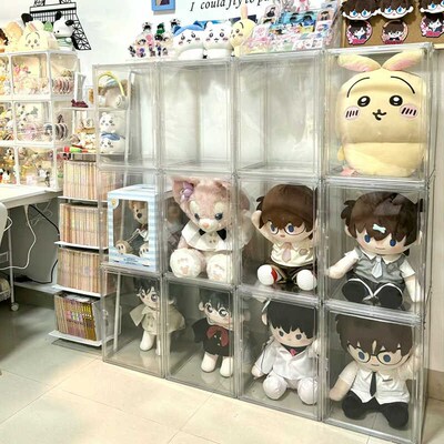 40cm棉花娃娃收纳盒透明防尘亚克力展示柜玩偶公仔展示盒玩具柜