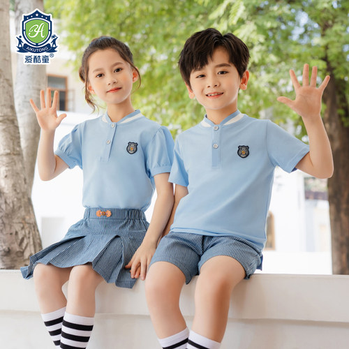 幼儿园园服英伦风儿童套装班服毕业照蓝色儿童表演服装小学生校服