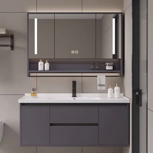 镜柜智能浴室单独挂墙除雾灯光卫生间收纳镜子实木带置物架梳妆镜