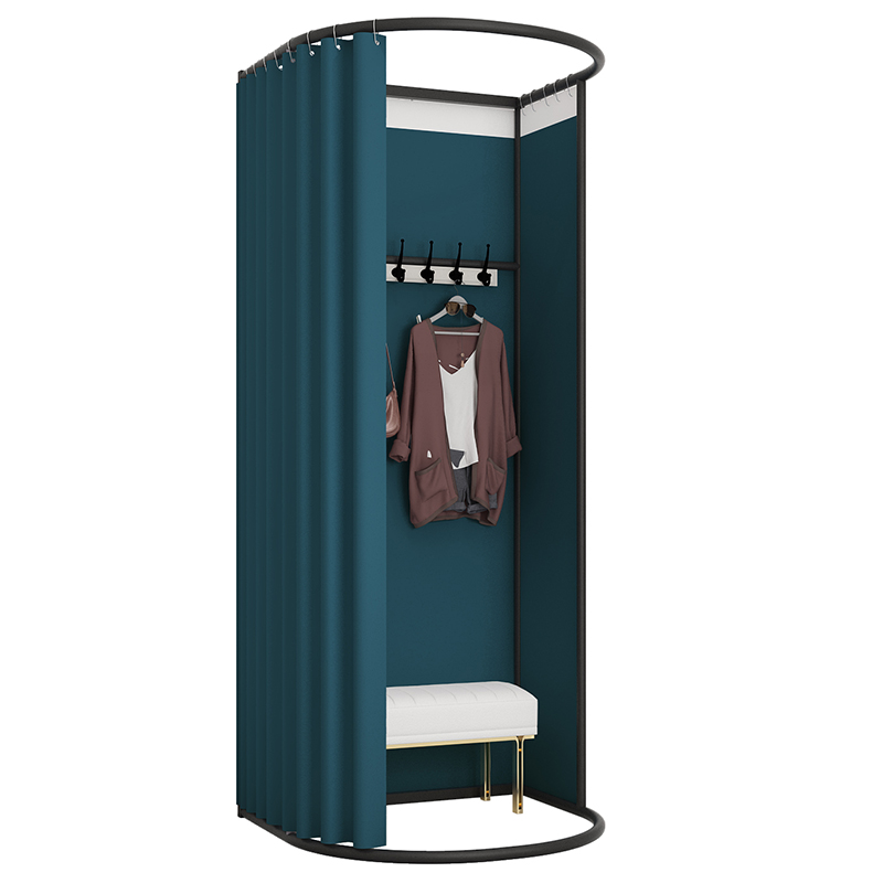 简易试衣间门帘活动可折叠移动更衣室落地换衣间轨道服装店展示架