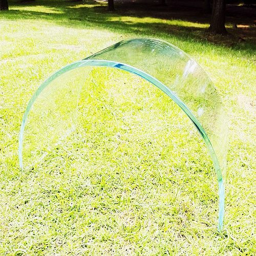 热弯玻璃定制弧形角几餐桌面椭圆钢化柜台带弧度展示柜圆弧门定做