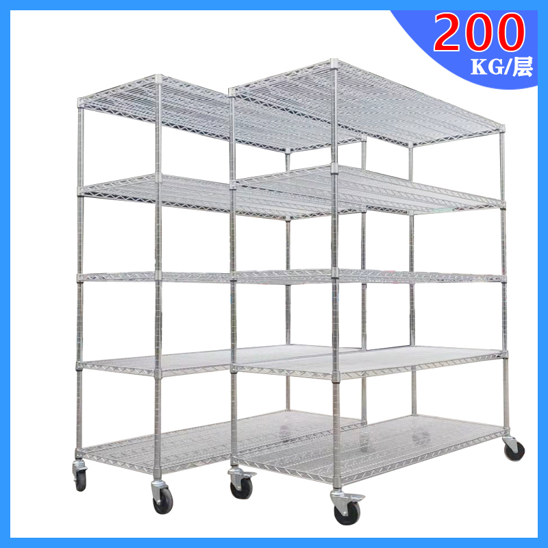 不锈钢货架带轮物料架车s间仓库家用铁架子移动置物架防静电展示