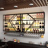 挂墙酒架吧台背景铁艺红酒杯架悬挂酒柜置物架红酒架展示柜吊架