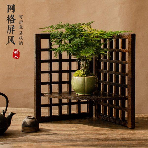 实木小屏风桌面摆件镂空手工艺品中古风装饰仿古茶具花架屏风架子,收纳整理,书桌收纳置物架,淘宝优惠券,粉丝福利购,淘宝优惠卷