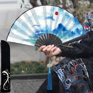 古风龙扇子男扇九寸大号折叠扇古典双面男式 纳凉 折扇中国风扇夏季