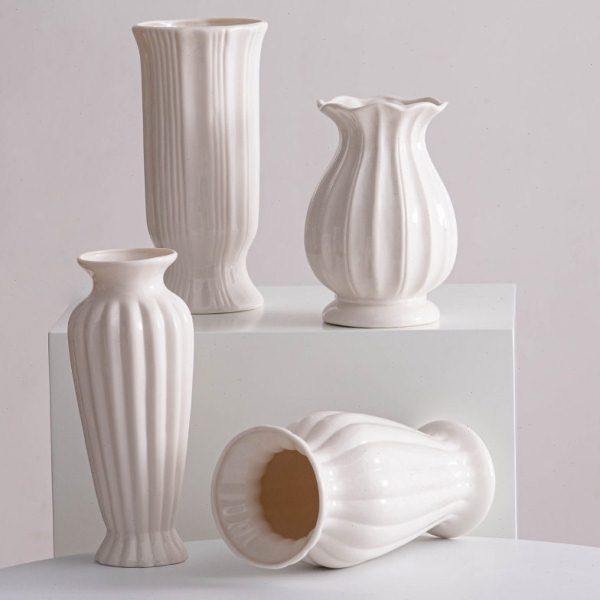 蜀门白色北欧大口简约陶瓷装饰干花花水养鲜花客厅插花桌面摆件,家居饰品,花瓶,淘宝优惠券,粉丝福利购,淘宝优惠卷