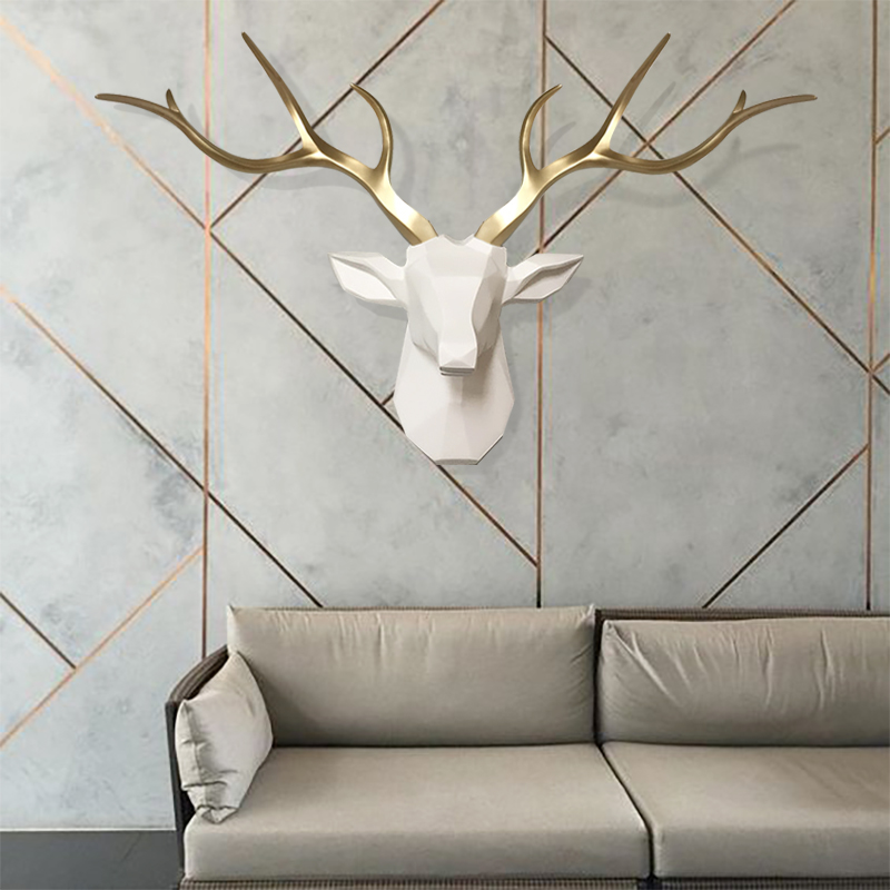轻奢壁饰鹿头装饰客o厅玄关电视背景墙壁挂北欧风格招财动物头墙