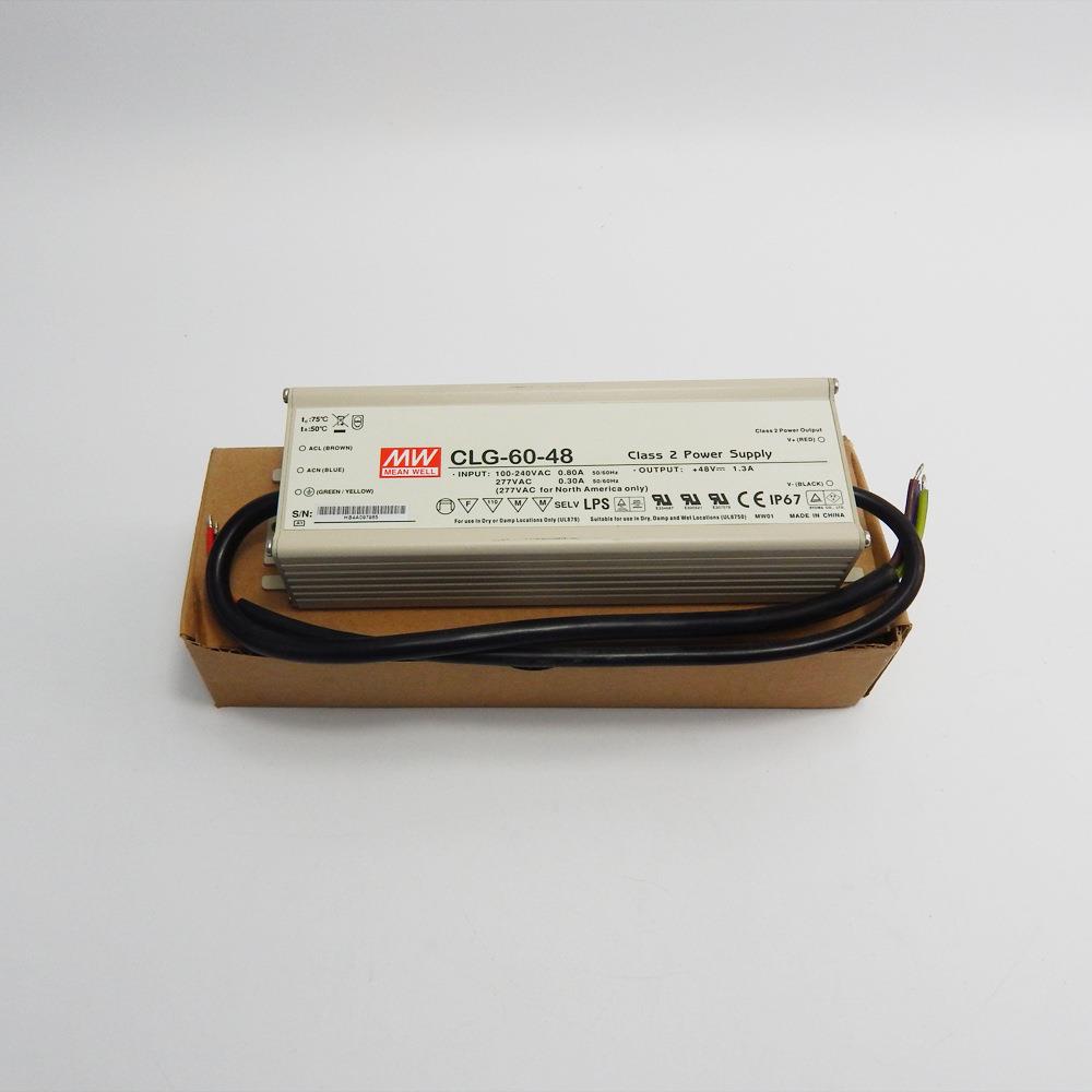 现货明纬CLG-60-48单组输出开关电源60W/48V/1.25APFC防水LED照明