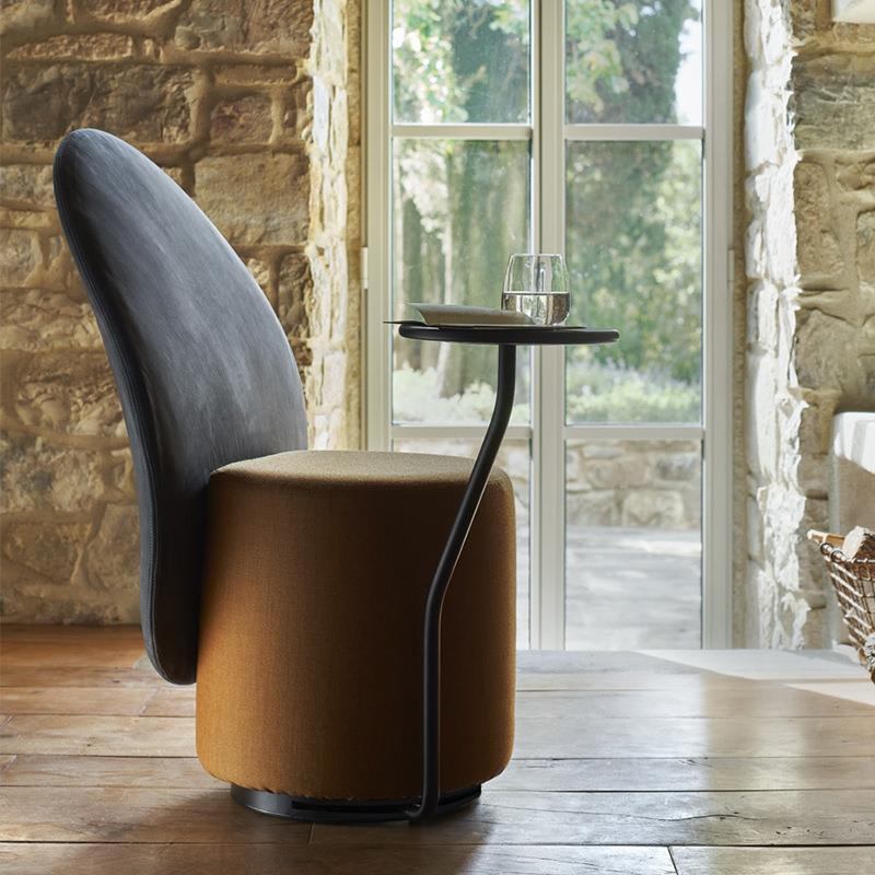 德加意式轻奢梳妆凳现代简约旋转化妆凳靠背客厅卧室小圆凳