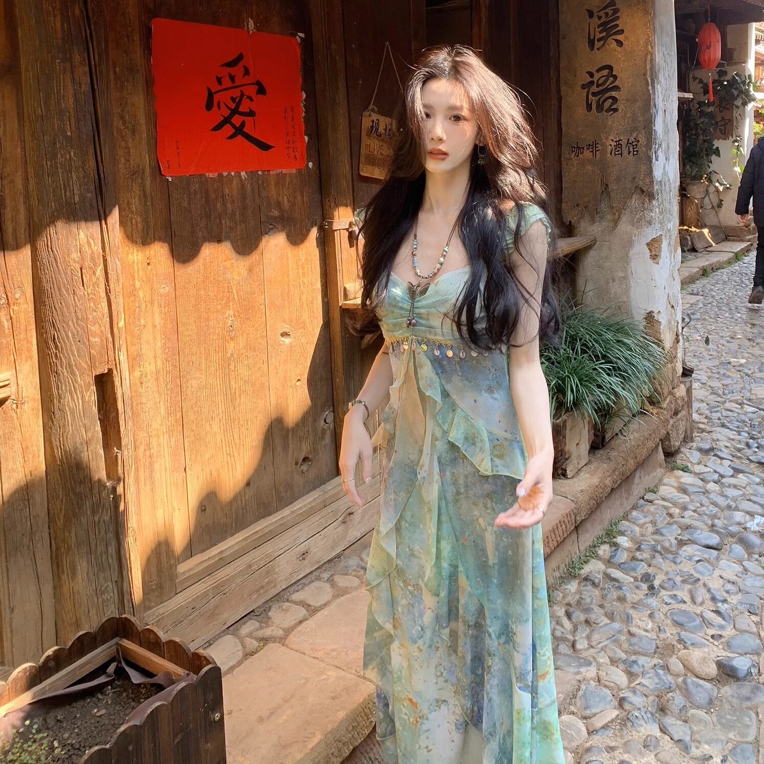 小个子大码晕染度假裙 胖mm高连衣裙