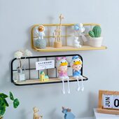 装 饰架铁艺壁挂搁板收纳架金色家居店铺儿童房挂墙装 饰墙上置物架