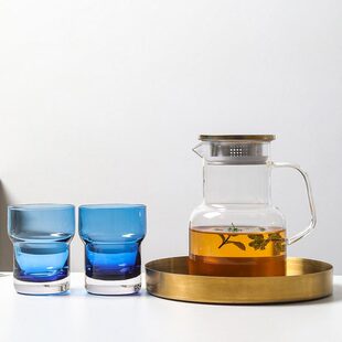 ROUPA罗派欧式彩色夏季玻璃大玻璃杯开水壶冷水壶水具四杯带托盘