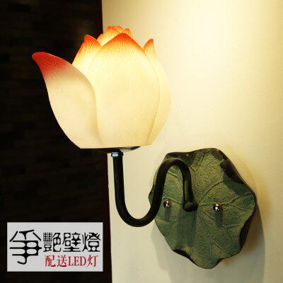 创意新中式壁灯书房卧室走廊过道庭院阳台装饰床头灯个性荷花灯具