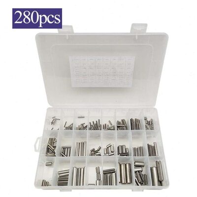 280pcs盒装弹性开口销M1.5-M8固定空心弹簧销304不锈钢弹性定位销