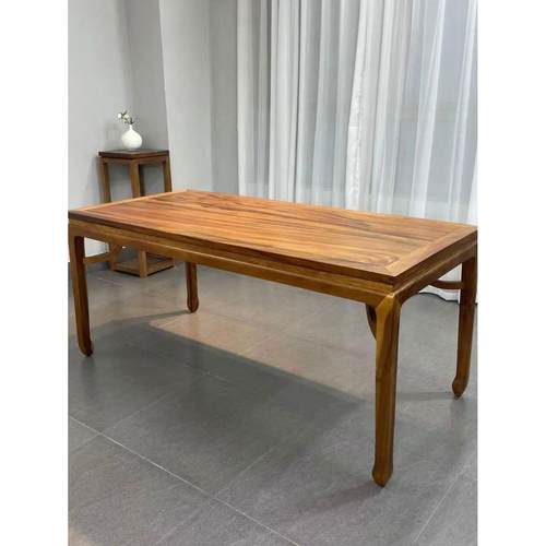 南美胡桃木马蹄桌茶艺泡茶桌书法桌新中式简约茶台家用餐桌实木桌