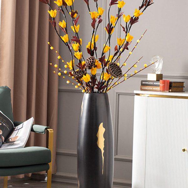 轻奢北欧陶瓷客厅落地花瓶大号插花干花摆件装饰别墅欧式黑色大高,家居饰品,花瓶,淘宝优惠券,粉丝福利购,淘宝优惠卷