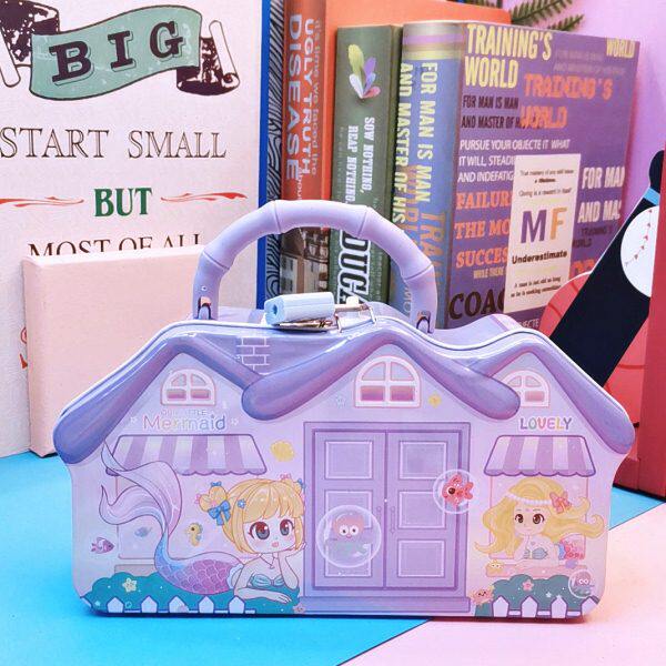 手提大房子女生喜欢的存钱罐带锁带钥匙新款可爱个性实用储蓄罐铁